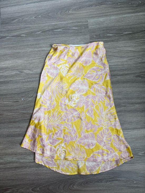 audrey Dresses & Skirts - audrey Yellow & Pink Tropical Leaf High-Low Midi Skirt